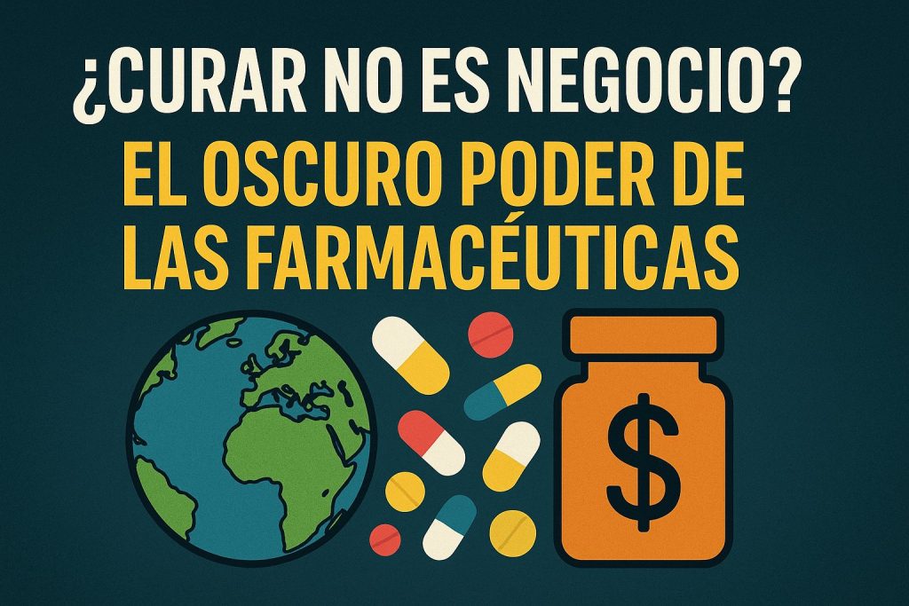 ¿Curar no es negocio? Crítica visual al poder de las farmacéuticas y su enfoque en la cronificación de enfermedades.