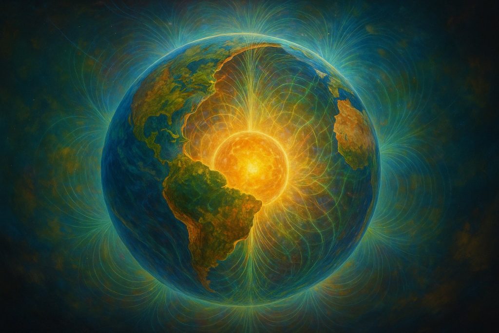 Representación vibracional de la Tierra Hueca con su núcleo vivo y consciente