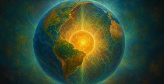 Representación vibracional de la Tierra Hueca con su núcleo vivo y consciente